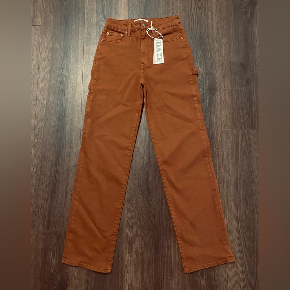NWT Women’s Daze Caramel Sundaze Utility High Rise Straight Jeans 25 - Picture 1 of 12